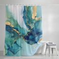 thumbnail image 4 of Ombre Turquoise Marble Shower Curtain Set, Waterproof Shower Curtains for Bathroom, Modern Minimalist Art Gradient Washable Fabric Cloth Bath Curtain for Bathtub Decoration with Hooks 54x78 Inches, 4 of 9