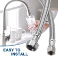 thumbnail image 4 of Conector de manguera de grifo Uxcell de 2 paquetes de 20 pulgadas, conector de rosca hembra 9/16" x G1/2 para baño [Color S/S], 4 of 6