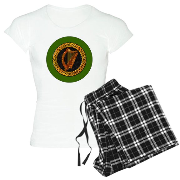 CafePress - CELTIC HARP 3 INCH BUTTON Women's Light Pajamas - Women's Short Sleeve Print T-Shirt and Pants Light Cotton Pajama Set