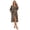 Brown Black Small Leopard, variant on Womens Hooded Fleece Robe, Long Fluffy Thick Warm Plush Bathrobe,(Rose Red,L-XL)
