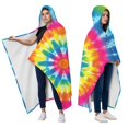 thumbnail image 2 of Wearable Blanket,Colorful Rainbow Tie Dye Spiral Pattern Hooded Wearable Flannel Blanket for Adults & Teens with Buckle,Winter Poncho Shawl Wrap Cape,50"x60", 2 of 5