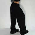 thumbnail image 4 of Wide Leg Sweatpants for Women Men Baggy Casual Drawstring Sweat Pants Trendy Athletic Clothes Black L, 4 of 4