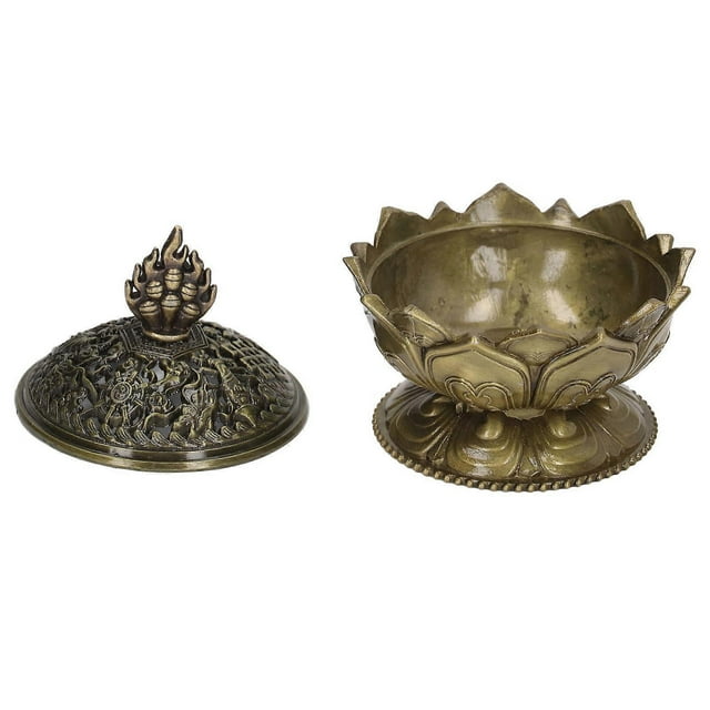Brûleur d'encens Lotus en alliage de style vintage en forme de fleur pour décoration intérieure, bronze