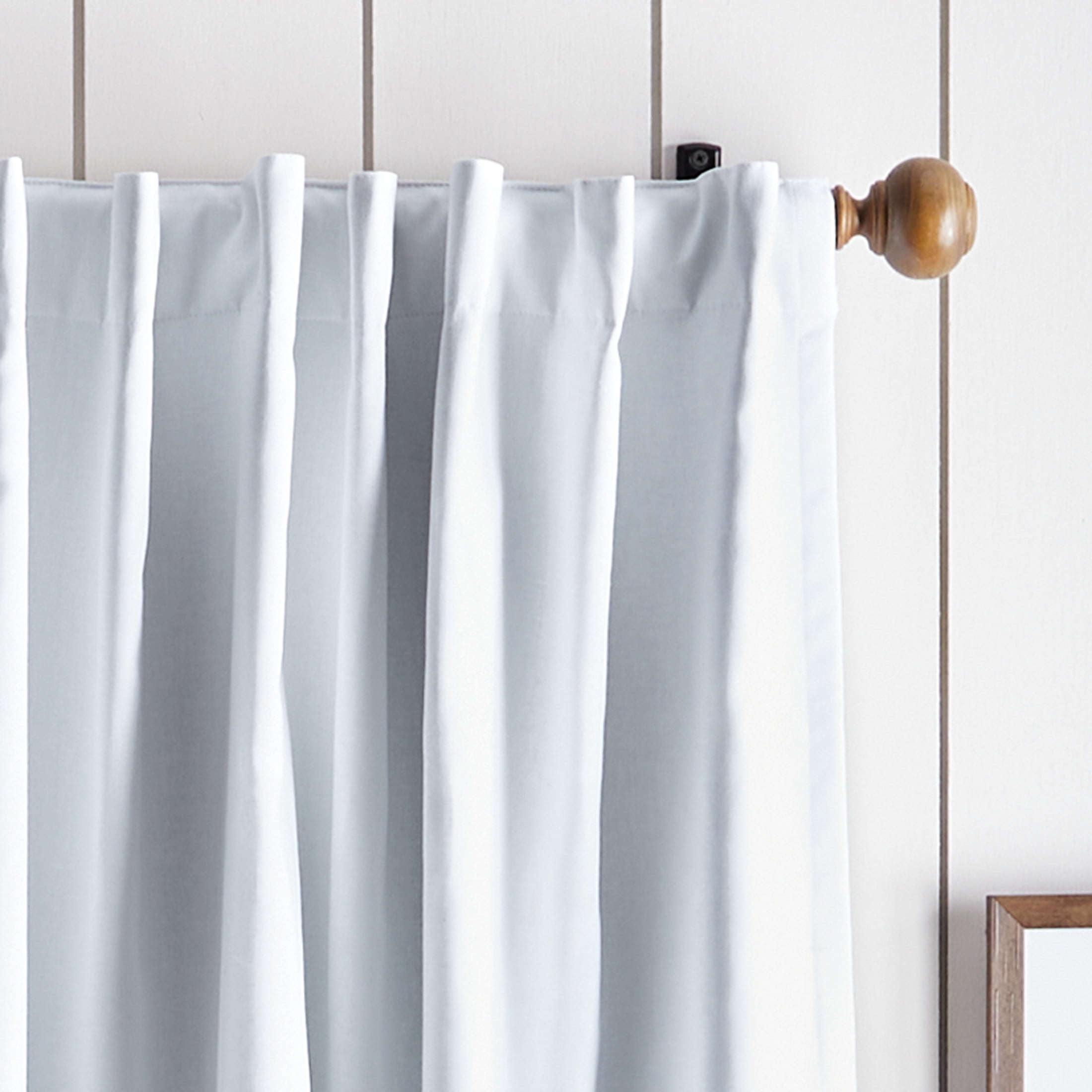 Martha Stewart Lido Curtain Panel Pair, White, Back Tab, Blackout, Indoor, Adult, 2 Piece Set, 50" x 95"
