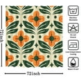 thumbnail image 5 of Orange Floral Shower Curtain Vintage Mid Century Modern Abstract Geometric Green Plant Bathroom Curtain Boho Retro Classic 1950S 60S Bathtub Decor Fabric Waterproof Bath Curtain 72x72 Inch, 5 of 6