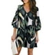 thumbnail image 2 of Vestido informal para mujer, dulce y bonito, con cuello en V, estampado, manga acampanada, vestido recto, minivestido Fridja yut3204, 2 of 8