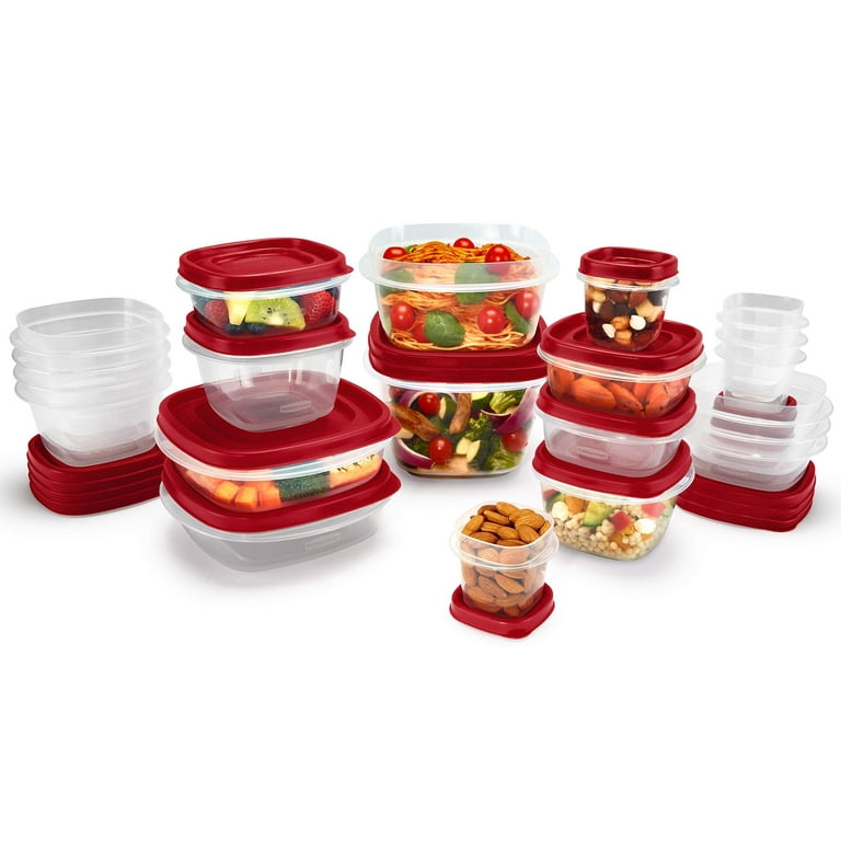 Rubbermaid Easy Find Vented Lids Food Storage Containers, Set of 21 (42 Pieces Total), Racer Red