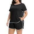 thumbnail image 5 of Cueply Women’s Plus Size Pajama Set Short Sleeve Sleepwear Loungewear 2 Piece Soft Top & Drawstring Shorts with Pockets, 5 of 7