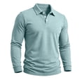 thumbnail image 2 of Fengqque Mens Casual Polo Shirt Summer Short Sleeve Vacation Button Beach Knit Stretchy Golf Shirts Blue XXXL, 2 of 7