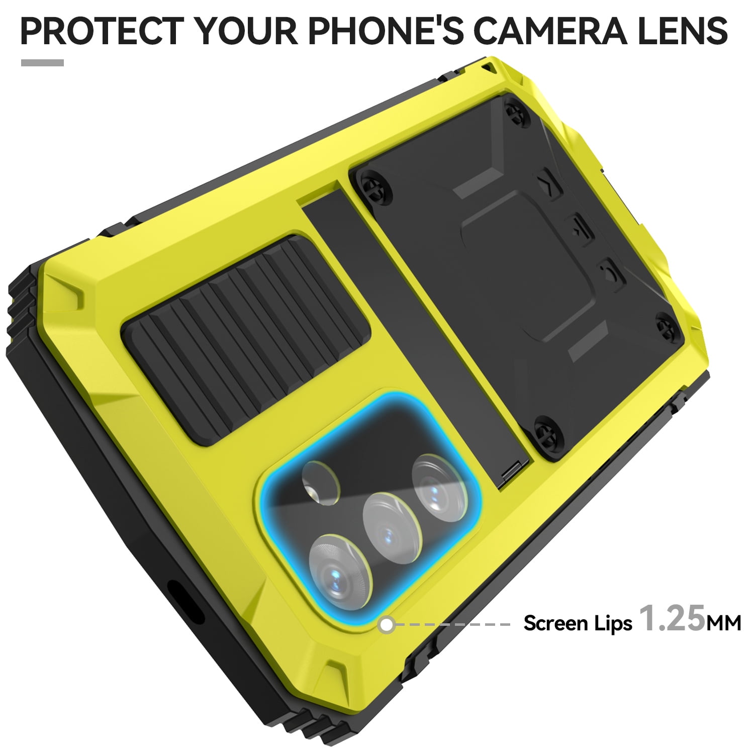 for Samsung Galaxy S25 Plus Metal Case, with Kickstand Screen Protector Case Sturdy Military Armor Durable Full Body Heavy Duty Shockproof Drop Tested Outdoor Case for Galaxy S25 Plus - Yellow