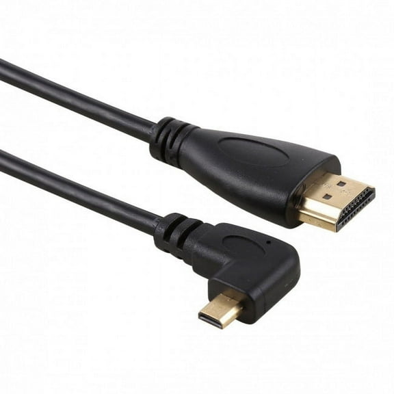 FVH Left Angled 90 Degree Micro HDMI to HDMI Male HDTV Cable for Cell Phone Tablet Camera