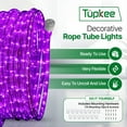thumbnail image 2 of Tupkee LED Rope Light Purple - 24 Feet 7.3 m, for Indoor and Outdoor use - 10MM Diameter - 144 LED Long Life Bulbs Decorative Rope Tube Lights - Pack of 2, 2 of 7