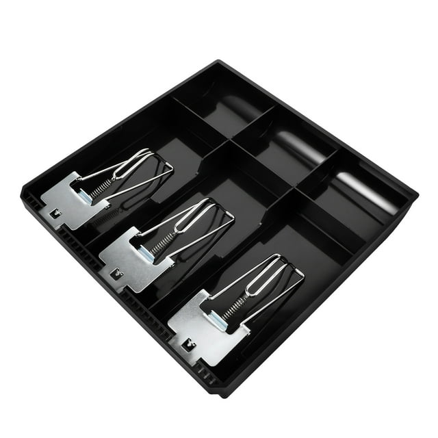 SOPOTUTU Cash Register Insert Tray Black with Multi Grid Compartments for Store and Supermarket Use
