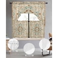 thumbnail image 2 of Sage Green Orange Floral Swag Curtains for Living Room/Bedroom Windows, Boho Vintage Botanical Ethnic Kitchen Curtains and Valances Set 36 Inch Length, Light Filtering Swags Valance Curtain Panels, 2 of 5