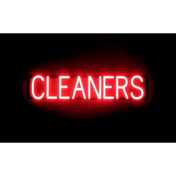 SpellBrite CLEANERS LED Sign for Business. 30.8" x 6.3" Red CLEANERS Sign Has Neon Sign Look With Energy Efficient LED Light Source. Visible from 500+ Feet, 8 Animation Settings.