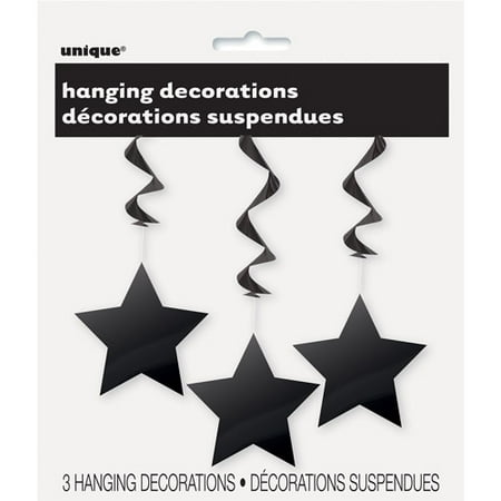 Star Hanging Decorations, 26 in, Black, 3ct