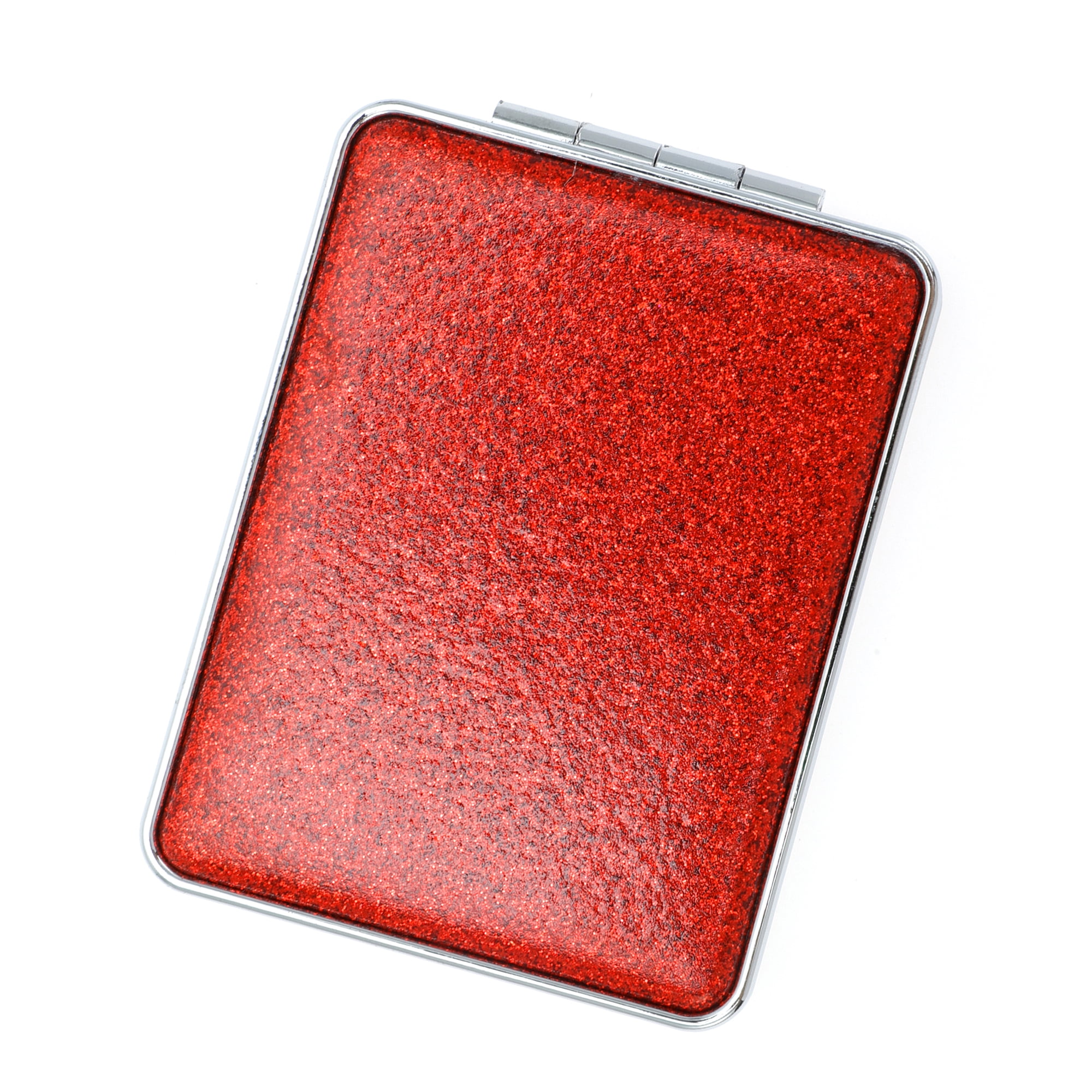 Unique Bargains 1 Pc Women Rectangular Double-sided Makeup Mirror for Travel Red