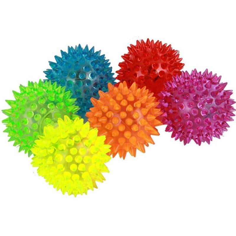 Flashing Light Up Spikey Bouncy Ball Novelty Sensory squeaking Party Bag Filler. 