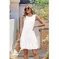 thumbnail image 6 of Summer Sleeveless Mini Dresses for Women Crewneck Tiered Ruffle Dress Tie Backless Short Dress Flowy A Line Dress White M, 6 of 9