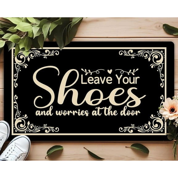 Doormat - Shoes Off Mat - Funny, anti - slip, for indoor entrance, 18×30 in