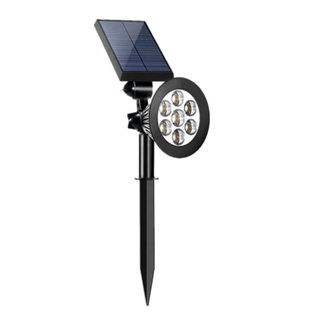 Lámpara de césped para exteriores de 7 LED con energía solar, luz de pico de tierra, luz sensible a la luz montada en la pared