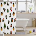 thumbnail image 3 of Manfei Christmas Black Cat Shower Curtain 72Wx72L, Holiday Tree Bathroom Curtain, White Green, 3 of 5