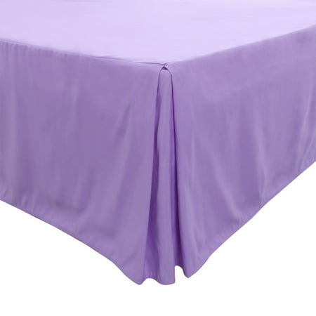 Pleated Bed Skirt Polyester Solid Dust Ruffle 14 Inch Drop Light Purple Twin