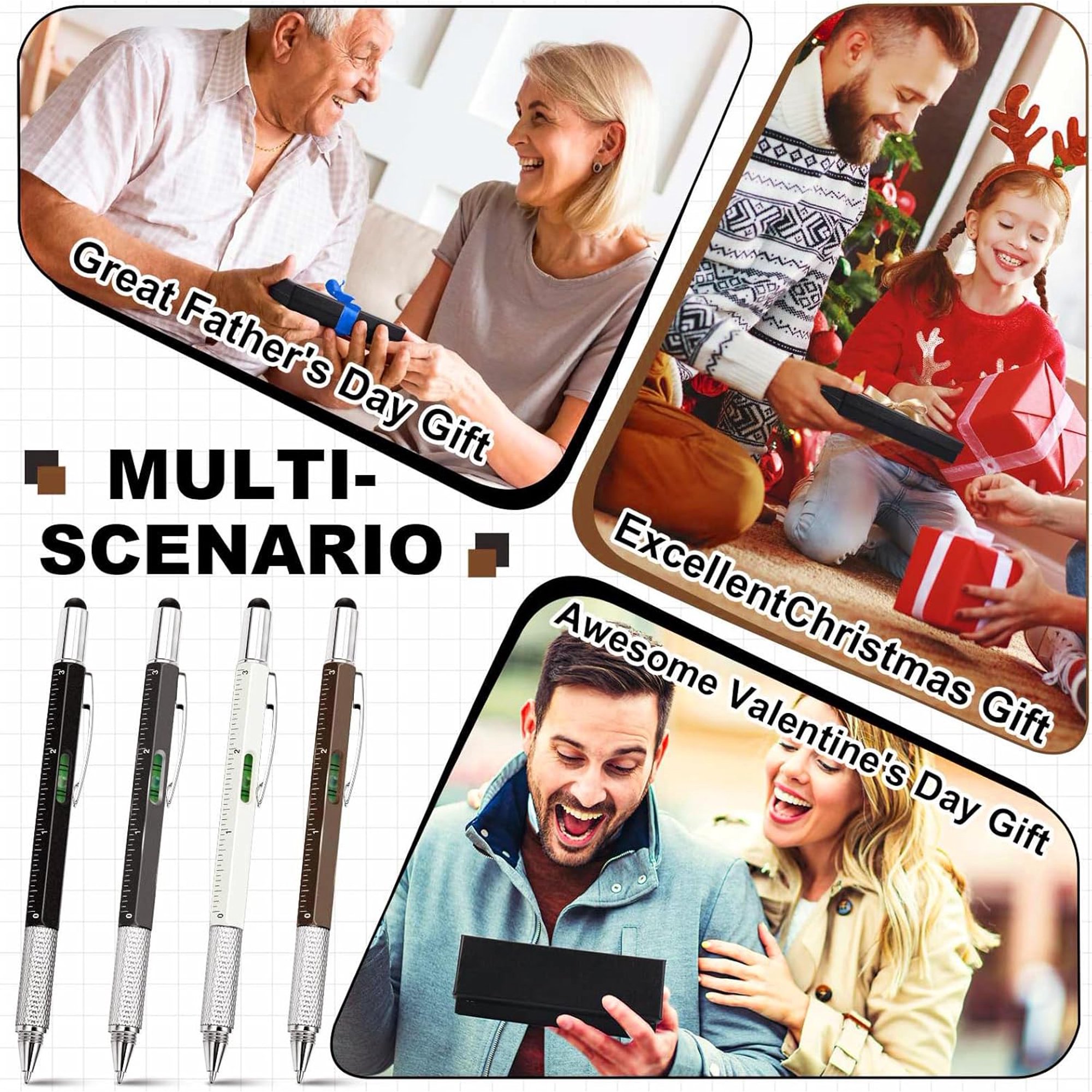 LABAKUI-16 Pcs 6 in 1 Multitool Pen Stocking Stuffer Gift for Men Dad