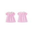 thumbnail image 2 of BemeyourBBs Toddler Baby Girls Summer Smocked Dress Cute Infant Baby Girls Fathers Day Outfit Daddy's Girl Letter Embroidery Short Sleeve Pink Plaid Gingham Dress Casual Clothes, 2 of 9