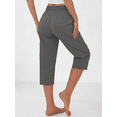 thumbnail image 3 of Rosvigor Womens Hiking Capri Pants High Waisted Drawstring Athletic Joggers Quick Dry Workout Lounge Travel Cropped, 3 of 7