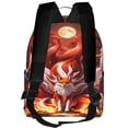 thumbnail image 3 of Zufioo Red Leaf Flame Fox Print Fashion Large Capacity Backpack, Zippered Multi-compartment Travel Work Campus Lightweight Backpack, Unisex, 3 of 5