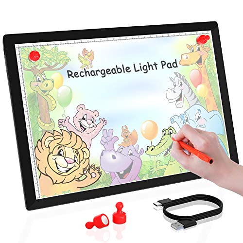 A4 Wireless Battery Powered Light Pad Artcraft Tracing Pad Light Box Dimmable Brightness Rechargeable Light Board for Artists Drawing Sketching Animation Stencilling X-ray Viewing LED Light Box