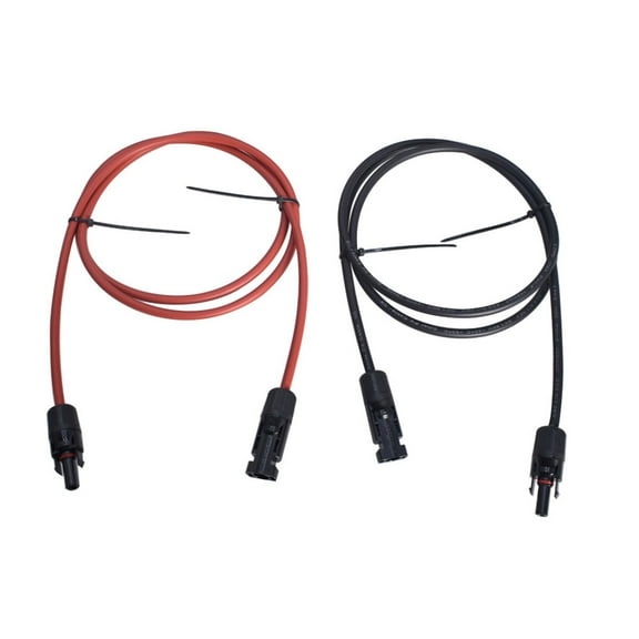 findmall 1 Pair Black   Red Solar Panel Extension Cable Wire Connector 10 AWG 5FT