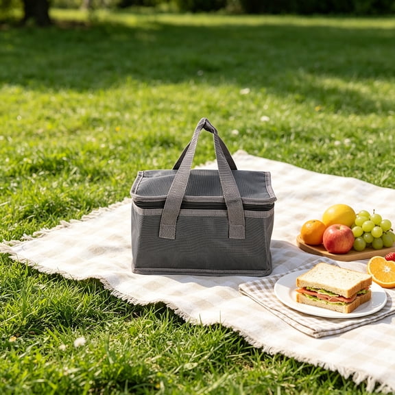 Tuvgenk Insulated Lunch Bag,Large Capacity Thermal Cooler Tote with Oxford Cloth & Aluminum Foil Lining,Bento Box Bag for Adults,Portable for Work Picnic Travel,Gray