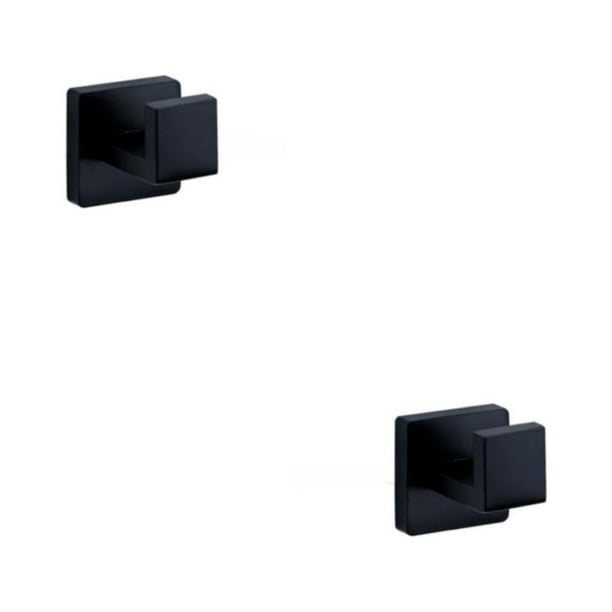 Toystoory Juego de accesorios para baño, barra de toalla de acero inoxidable sin perforar, anillo, soporte de papel autoadhesivo, gancho para Gancho negro 2Conjunto