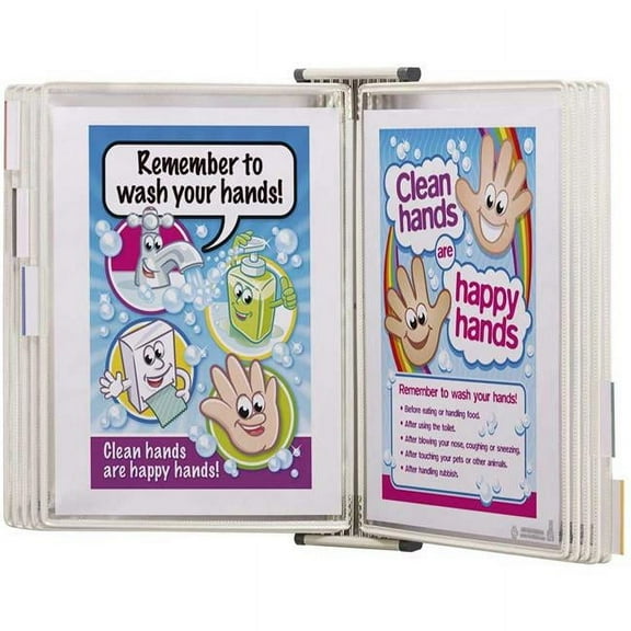 Tarifold WA221 Wall Reference System with 10 Sterifold protective Display Pockets, White - 20 Sheet Capacity