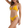 thumbnail image 4 of INSPIRE CHIC Conjuntos de Bikini de Mujer con Aros Halter de 2 Piezas, Correas Ajustables, Parte Inferior Triangular, Trajes de Baño, Amarillo Medio, 4 of 5