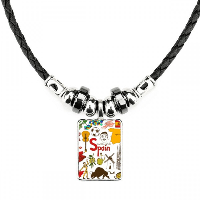 españa landscap animales bandera nacional collar a mano colgante de cuerda de cuero Unbranded M