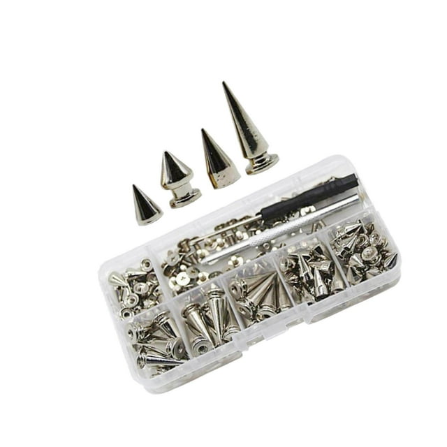 80 Pièces Alliage de Zinc Cône Goujons Kit Pointes Rivets Punk Goujon Vis pour Sac Veste d'Artisanat