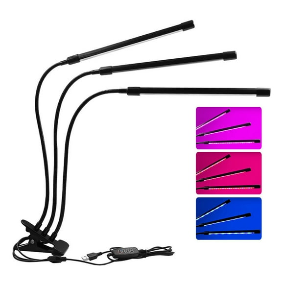 yeacher 360° Adjustable USB Clip-On Full Spectrum Plant Grow Light with 9-Level Dimming & 3H/9H/12H Timer for Indoor Succulents, 30W, 3 Light Modes (Red/Blue/Purple)