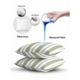 thumbnail image 6 of Outdoor Pillows Waterproof, Sage Green Striped Throw Pillows with Inserts Included, Modern Art Farmhouse Stripes Indoor Outdoor Decorative Lumbar Pillow for Bed/Couch/Patio 16"x16", 2Pcs, 6 of 8