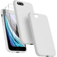 thumbnail image 1 of [3 in 1 for iPhone SE case 2022/3rd/2020/2nd gen, iPhone 7/8 case，with 2 Pack Screen Protector, Liquid Silicone Ultra Slim Shockproof Protective Phone Case [Microfiber Lining] (White)\u2026, 1 of 5