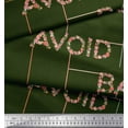thumbnail image 2 of Soimoi Green Heavy Satin Fabric Floral Alphabet Text Printed Fabric 1 Yard 54 Inch Wide, 2 of 5