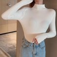 thumbnail image 1 of Tops Femme à Col Roulé Casual Slim Fit Manches Longues Sweat Tops, 1 of 2