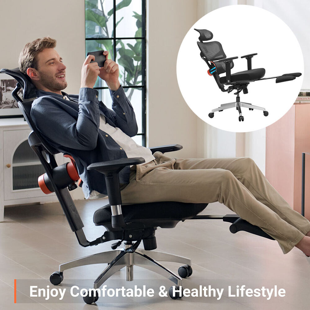 Sedia Ufficio Ergonomica YEBABFIT A Rete, Con Supporto Lombare Regolabile E Braccioli Ribaltabili, Nero