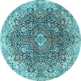 thumbnail image 1 of Ahgly Company Indoor Round Persian Light Blue Traditional Area Rugs, 6' Round, 1 of 4