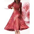thumbnail image 2 of Vestido de cintura alta con estampado de puntos, elegante vestido maxi de manga larga con escote en V, ropa de mujer, 2 of 4
