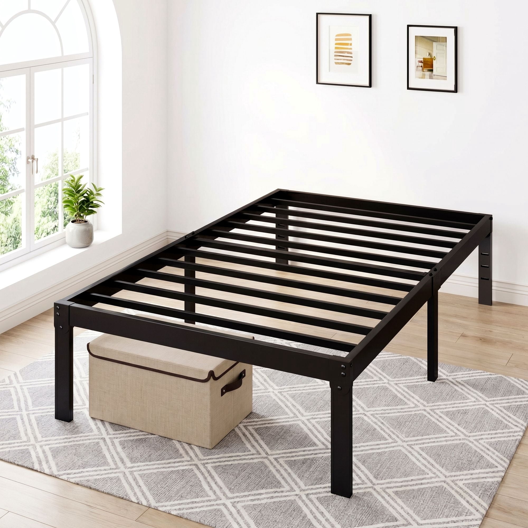 Amolife Heavy Duty Twin Size 12'' Metal Platform Bed Frame with Ample Under Bed Storage Space, Black