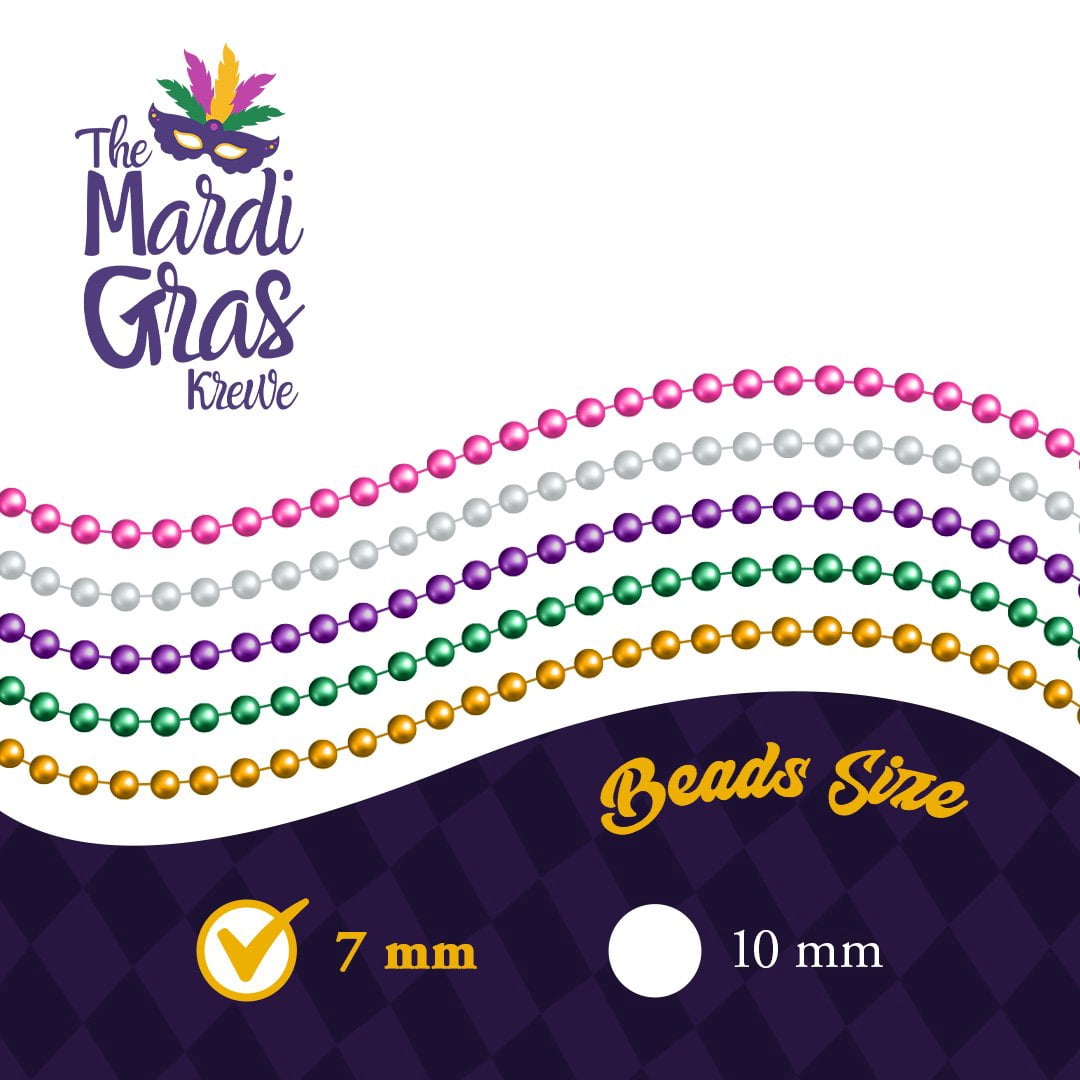 THE MARDI GRAS KREWE Mardi Gras Beads  120 Pack, 33 Inch 7mm Bead Necklaces, Bulk Party Favors for Parades, Festivals, Masquerades, Carnival, Events & Decorations Assorted Colors