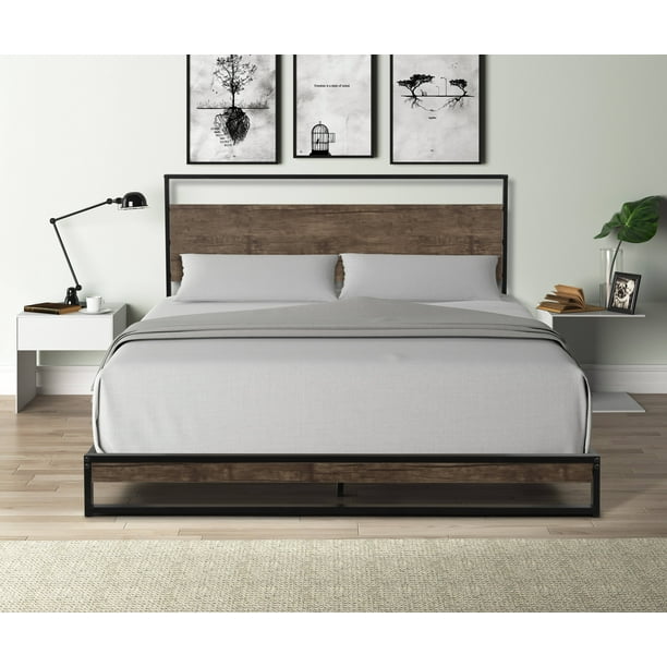 Platform Bed Frame, Industrial Metalen Queen Size Bed with Headboard & Metal Slats, Adult Bedframe Twin/Queen Size, Twin Bed Frame, No Box Spring Size, A1334 - Walmart.com